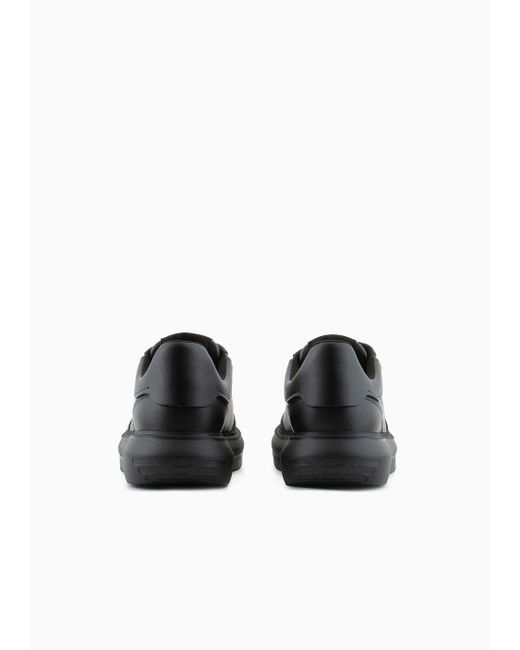 Emporio Armani Sneaker Aus Leder Mit Seitlichem Logo in Black für Herren
