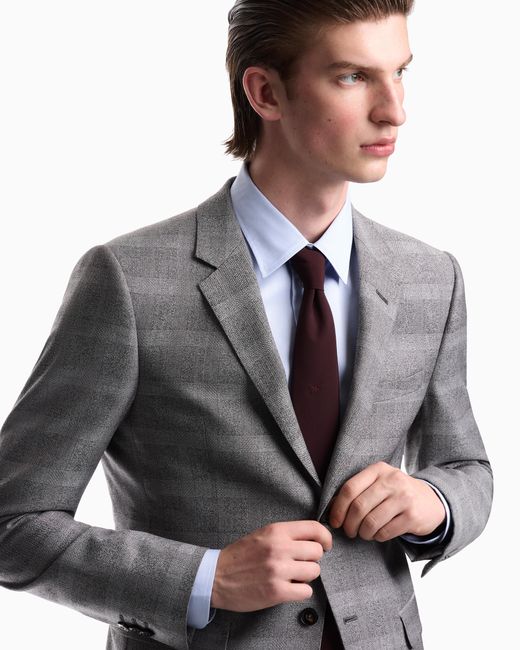 Emporio Armani White Stretch Necktie With A Smooth Texture And Embroidered Logo for men