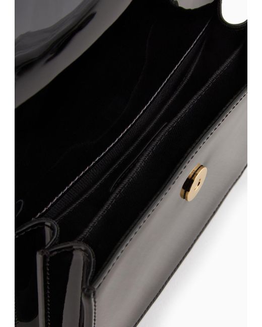 Emporio Armani Black Mon Amour Shoulder Bag In Patent Leather for men