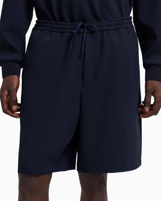 Emporio Armani Bermudashorts Aus Crêpe-Jersey Mit 3D-Pikee-Effekt in Blue für Herren