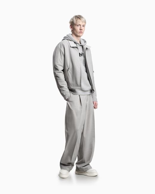 Emporio Armani Gray Soft-Touch Jersey Hooded Sweatshirt With A Flocked Logo for men