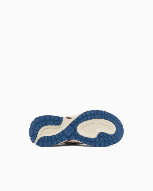 Emporio Armani Blue Suede And Mesh Sneakers for men
