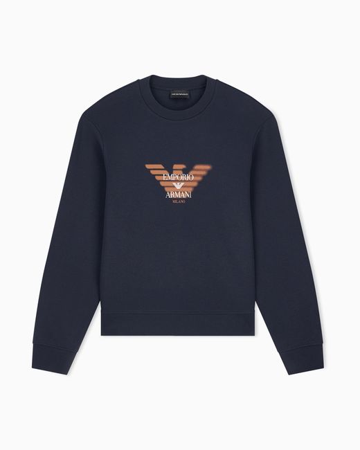 Emporio Armani Blue Double Jersey Sweatshirt With Logo for men