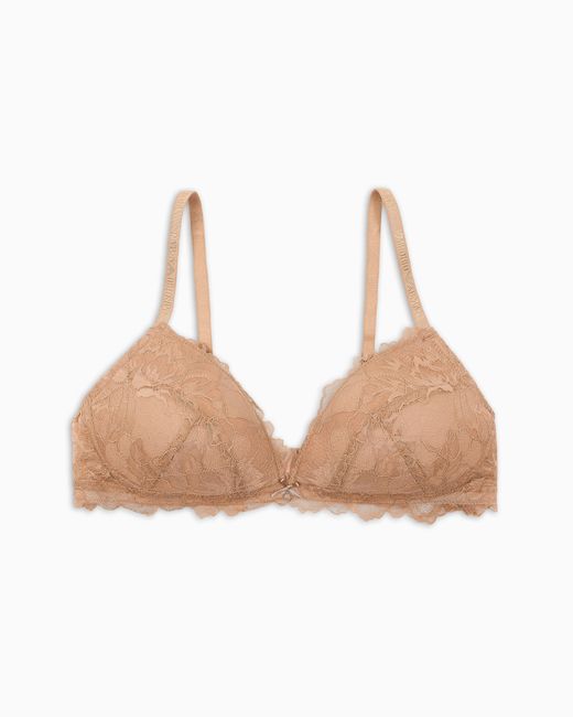 Sujetador De Triángulo Acolchado En Encaje Reciclado Eternal Lace Asv Emporio Armani de color Natural