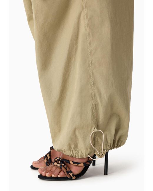 Pantaloni Con Coulisse In Popeline Organico Sustainability Values Capsule Collection di Emporio Armani in Natural