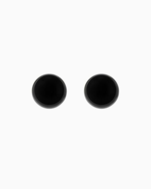 Emporio Armani Black Mother-Of-Pearl Effect Half-Sphere Earrings