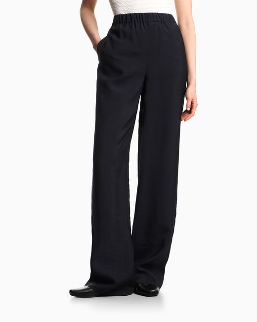 Emporio Armani Blue Icon Modal Muslin Elasticated-Waist Trousers