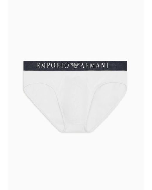 Slip En Coton Ultrafin À Taille Logotypée Emporio Armani pour homme en coloris White