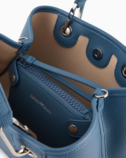 Emporio Armani Blue Small Myea Shopper Bag With Deer Print