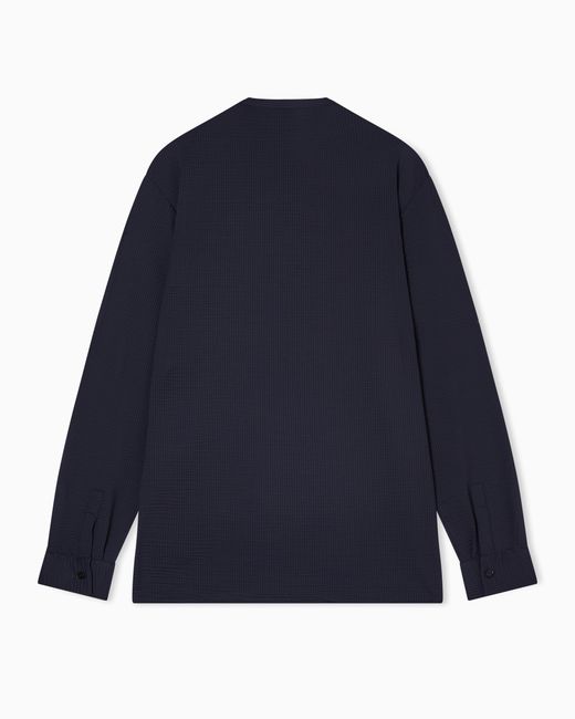 Emporio Armani Blue Icon Technical Seersucker Shirt for men