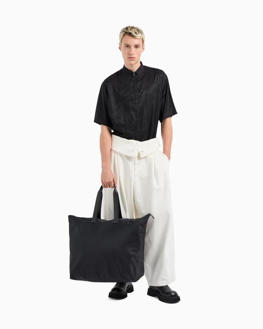 Emporio Armani Black Asv Large Recycled-Nylon Shopper Bag for men