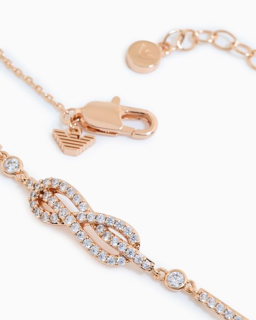 Emporio Armani White Rose-Tone Brass Station Bracelet