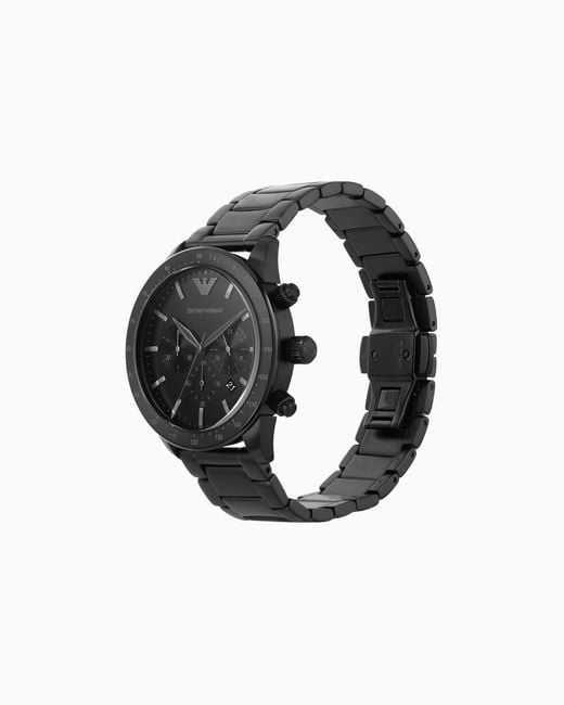 Emporio Armani Chronograph Black Stainless Steel Bracelet Watch 43mm for men
