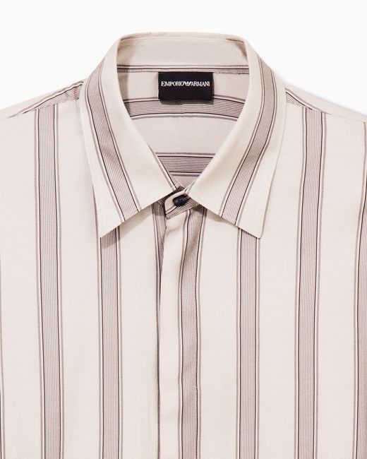 Emporio Armani Natural Comfort-Fit, Fluid Viscose Shirt With An All-Over Print for men