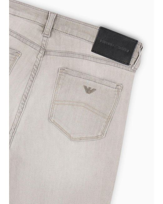 Emporio Armani Gray Jeans J20 Mit Hohem Bund Und Superschmalem Bein, Aus Stretch-denim In Used-optik