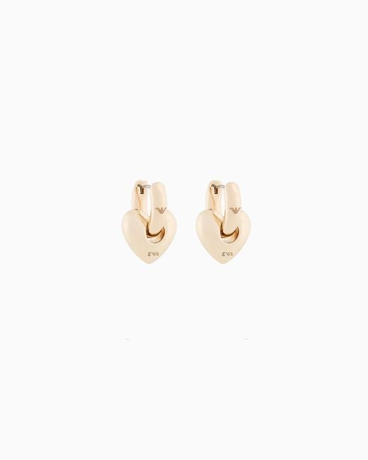 Emporio Armani White Tone Brass Hoop Earrings