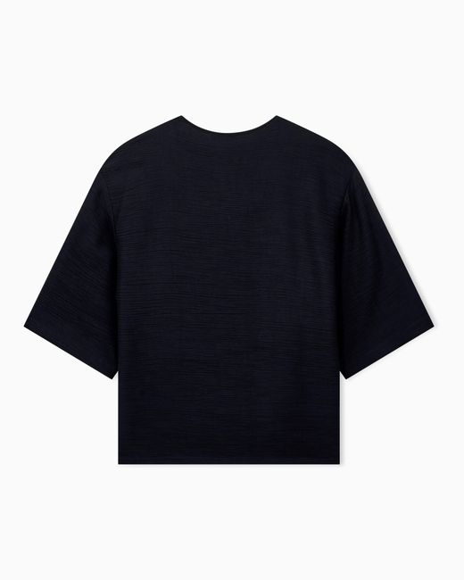 Emporio Armani Black Textured Fabric Blouse With Bark Effect Signature Capsule