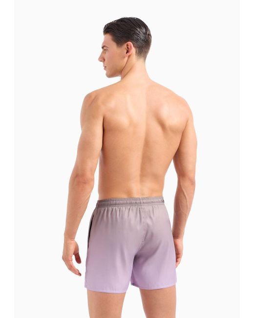 Emporio Armani Purple Printed Iridescent Fabric Swim Shorts for men