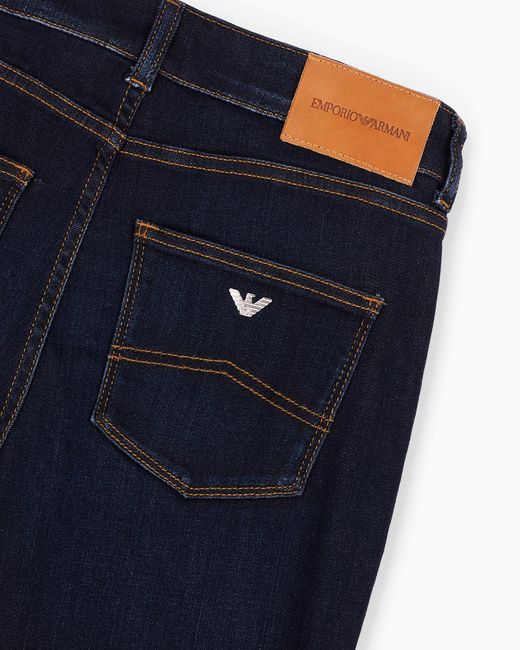 Vaqueros J18 De Cintura Alta Y Pernera Ceñida En Denim Lavado De Mezcla De Lyocell Emporio Armani de color Blue