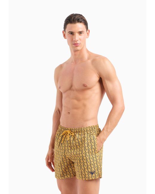 Bañador Modelo Pantalón Corto Con Motivo Pequeño De Logotipo Emporio Armani de hombre de color Natural