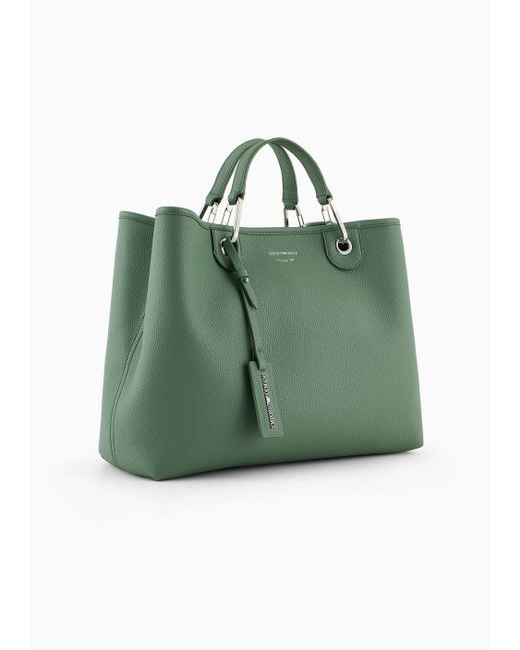 Emporio Armani Green Medium Myea Shopper Bag With Deer Print