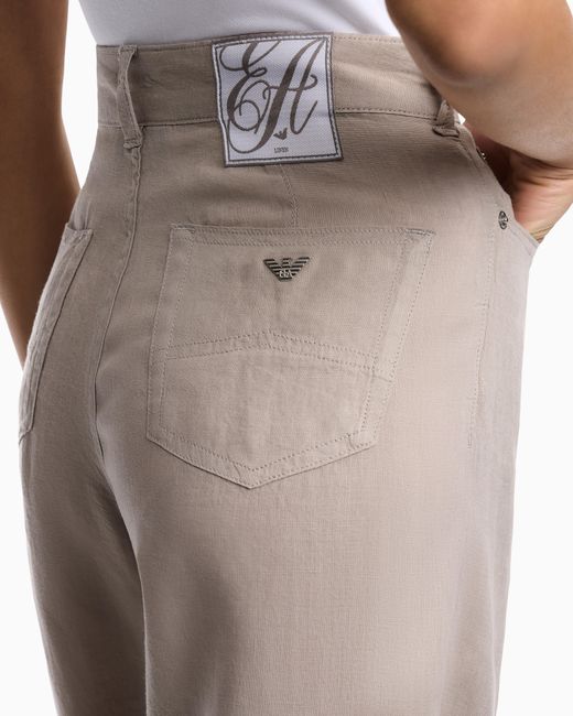 Emporio Armani Gray J14 Regular-Fit Linen Trousers