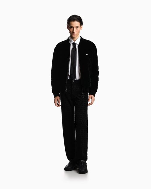 Emporio Armani Black Lunar New Year Reversible Velvet Down Jacket for men