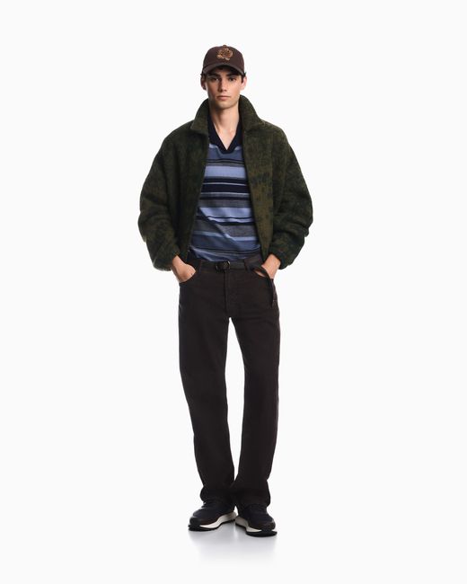 Emporio Armani Blue Knitted Polo Shirts for men