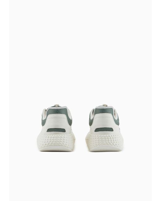 Emporio Armani White Mesh Sneakers With Nubuck Details