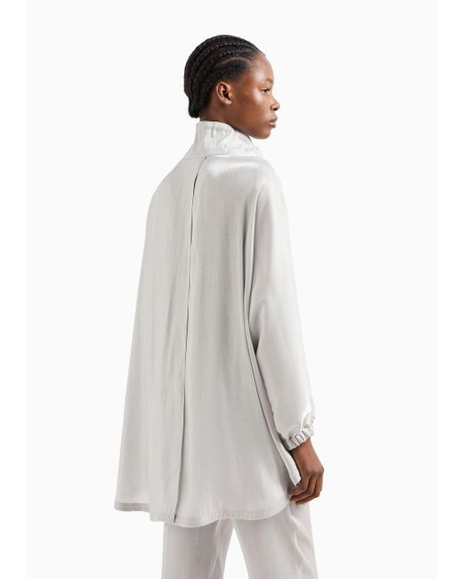 Emporio Armani White Full-zip Pea Coat In Trilobal Fabric