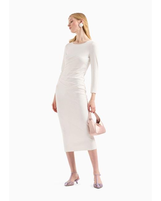 Emporio Armani White Milano-stitch Fabric Midi Tube Dress