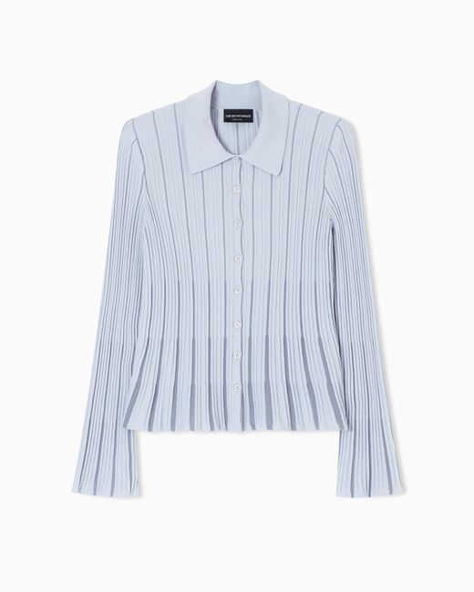 Emporio Armani Blue Classic-Collar Cardigan