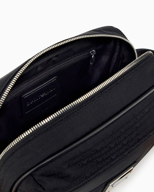 Emporio Armani Black Toiletry Bag With A Zip Closure And Leather Side Handle for men
