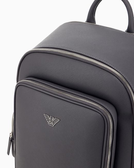 Emporio Armani Gray Backpack With A Metallic Logo And-Tone Zips for men