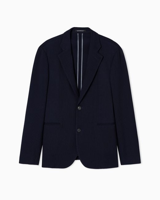 Emporio Armani Blue Single-Breasted Jacket for men