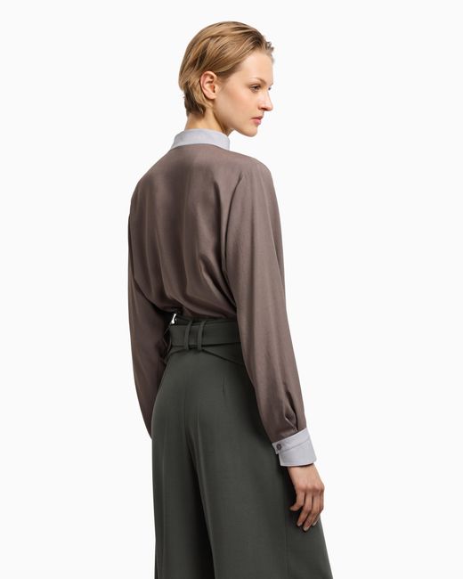 Camicia Con Chiusura Decentrata di Emporio Armani in Brown