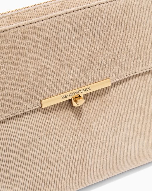 Emporio Armani Natural Embossed Suede Pouch for men