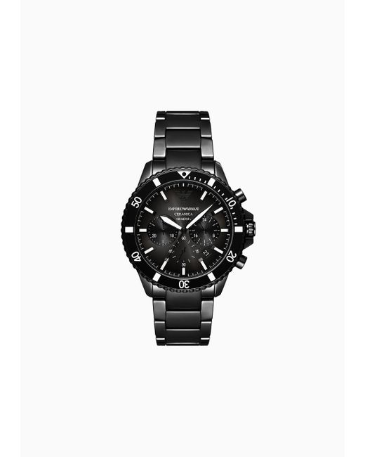 Montre Chronographe En Ceramique Noire Emporio Armani pour homme en coloris Noir Lyst