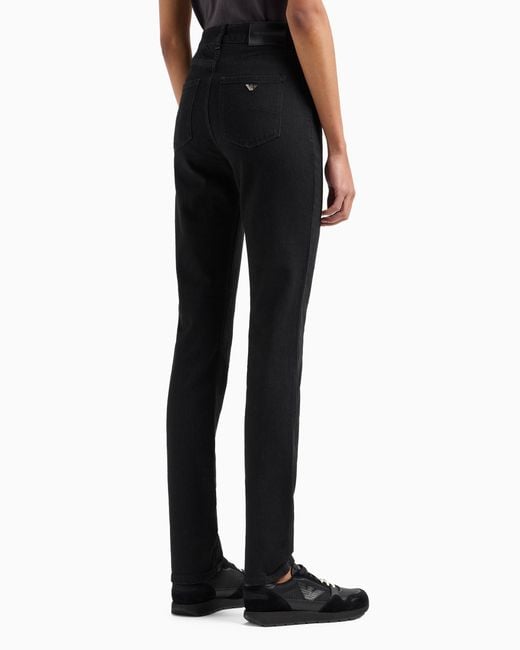Vaqueros J20 De Cintura Alta Y Pernera Superajustada En Denim Elástico Emporio Armani de color Black