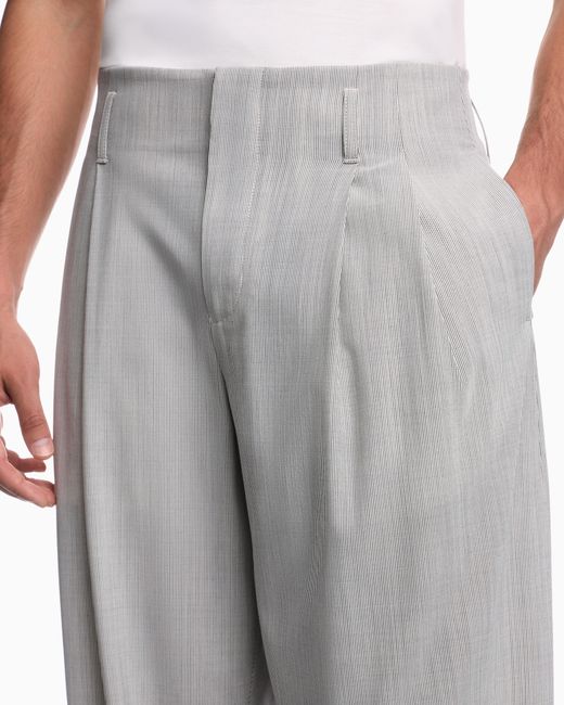 Emporio Armani White Striped Trousers for men
