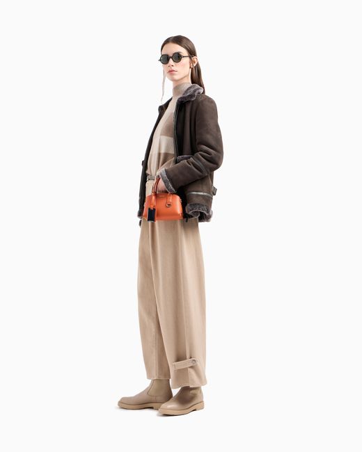 Emporio Armani Brown Jacke Der Icon-Sonderkollektion Aus Spanischem Merino-Lammfell-Shearling