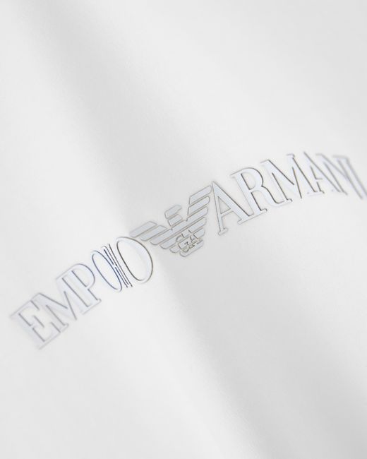 Emporio Armani White Slim-Fit Pima Jersey Jumper With Printed Logo for men