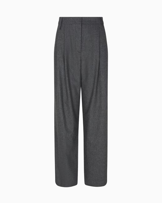 Pantalones Con Pinzas De Franela De Lana Icon Emporio Armani de color Gray