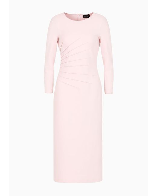 Emporio Armani Pink Milano-stitch Fabric Midi Tube Dress