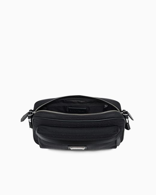 Emporio Armani Black Crossbody Messenger Bag With Zip And Adjustable Strap for men