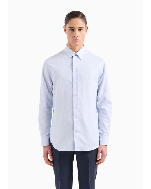 Camicia In Cotone Armaturato di Emporio Armani in White da Uomo