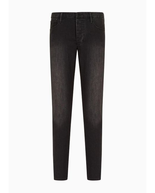Jeans J11 Slim Fit In Denim Extra Comfort Misto Modal di Emporio Armani in Black da Uomo