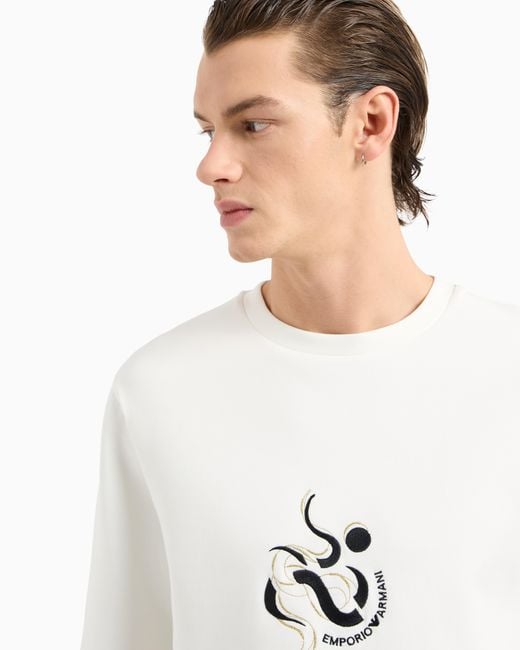 Sudadera De Punto Doble Con Bordado Año Nuevo Lunar Asv Emporio Armani de hombre de color White
