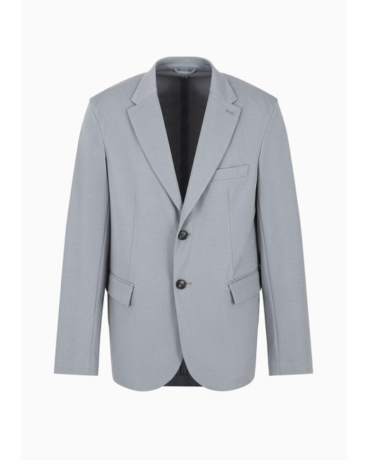 Emporio Armani Gray Travel Essentials Viscose Blend Jersey Blazer for men