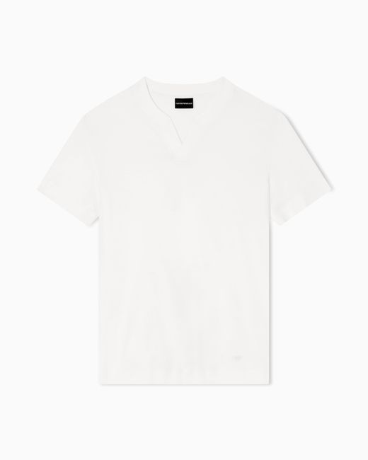 Emporio Armani White Asv Lyocell T-Shirt With V Notch for men